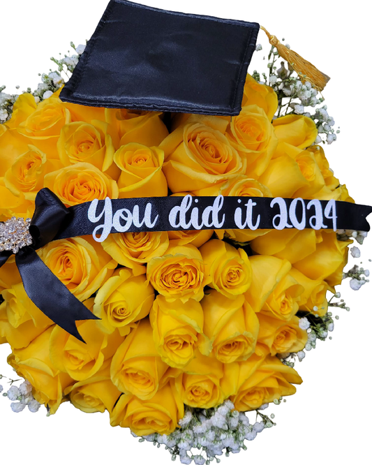 sunny graduation – yellow rose bouquet image 1