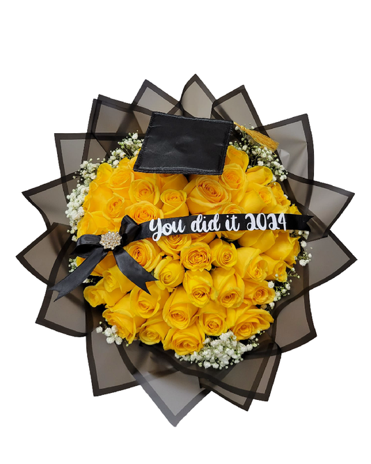 sunny graduation – yellow rose bouquet image 0