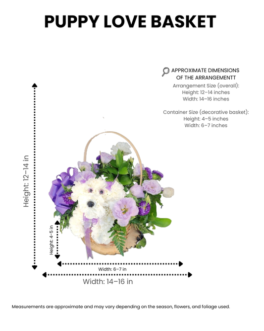 puppy love basket – floral dog arrangement image 1