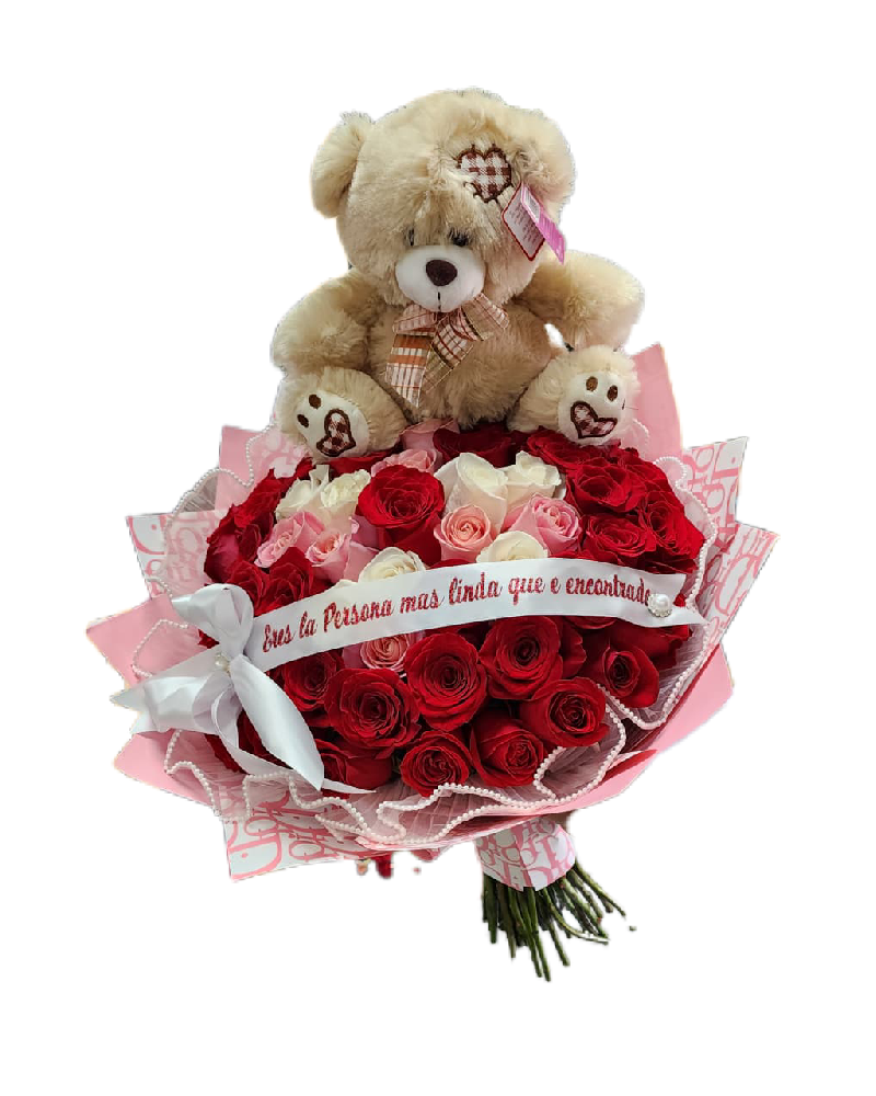 Rose Bouquet with Teddy Bear image 0