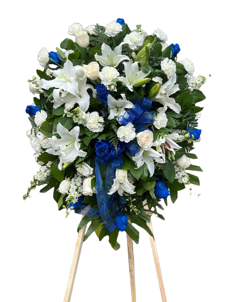serene sky – blue &amp; white funeral wreath image 0