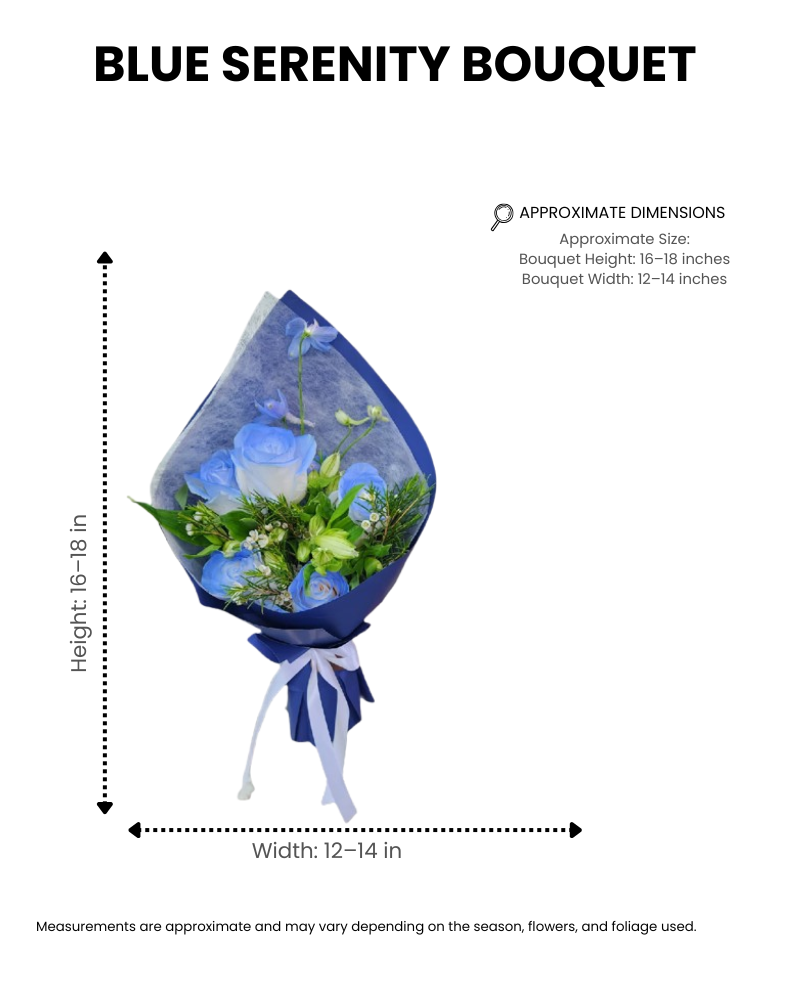 blue serenity bouquet – blue &amp; white rose bouquet image 1