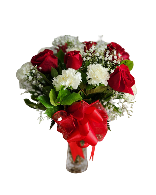 18 red roses &amp; lilies image 0