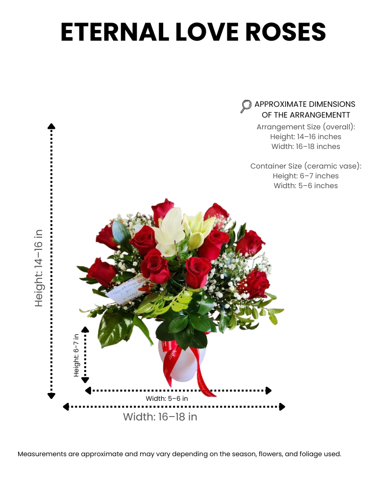 Red Roses with Lilly Arrangement image 1