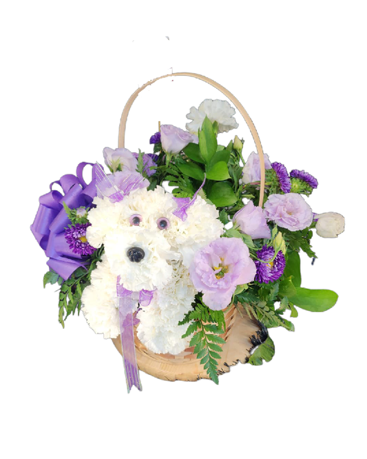 puppy love basket – floral dog arrangement image 0