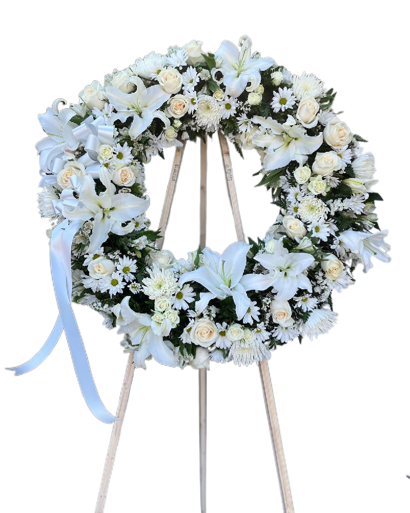 eternal peace – white funeral wreath image 0
