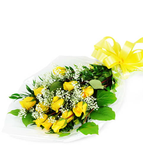 Perfect Wrapped Long-Stemmed Yellow Roses