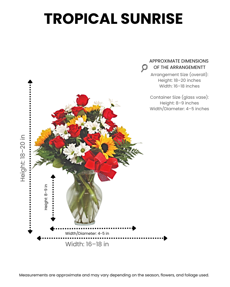 TROPICAL SUNRISE – MIXED FLORAL VASE ARRANGEMENT - Image 2