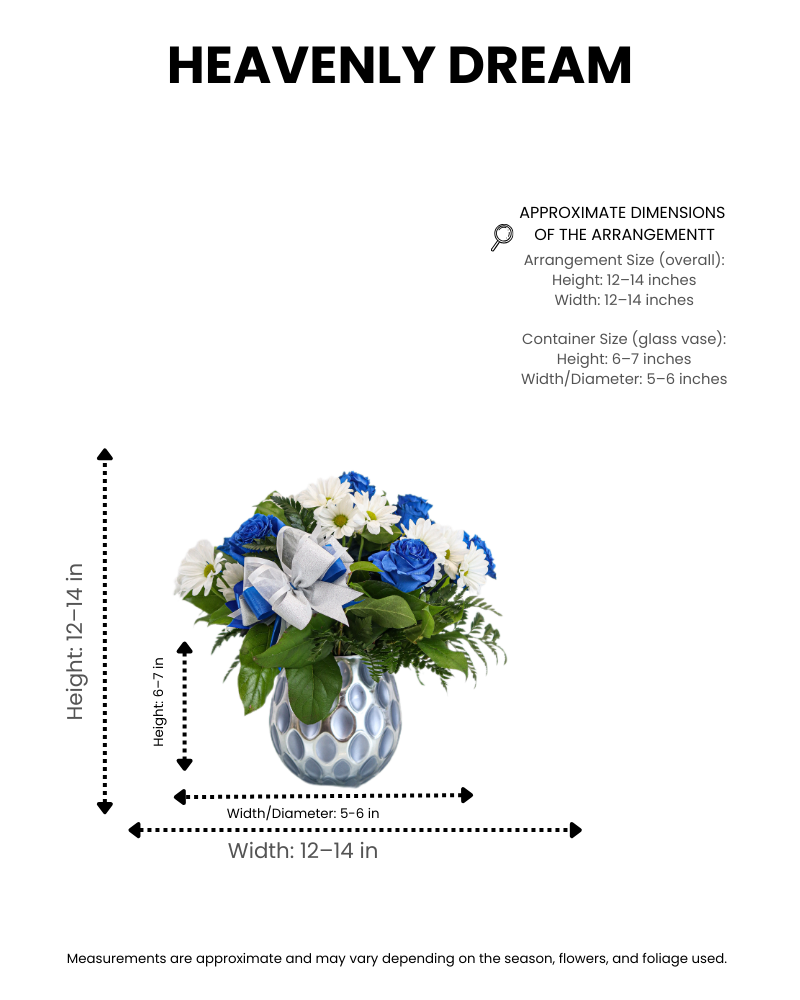 HEAVENLY DREAM – BLUE & WHITE FLORAL VASE ARRANGEMENT - Image 2