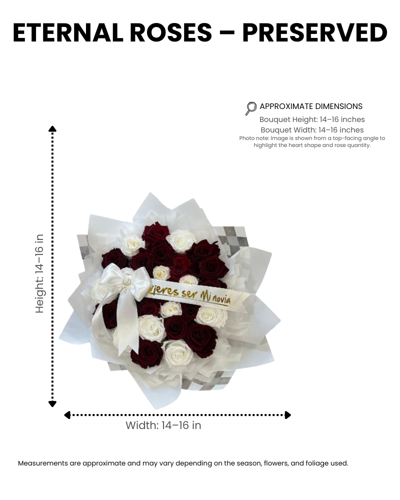White and Red Forever Roses Bouquet - Image 2