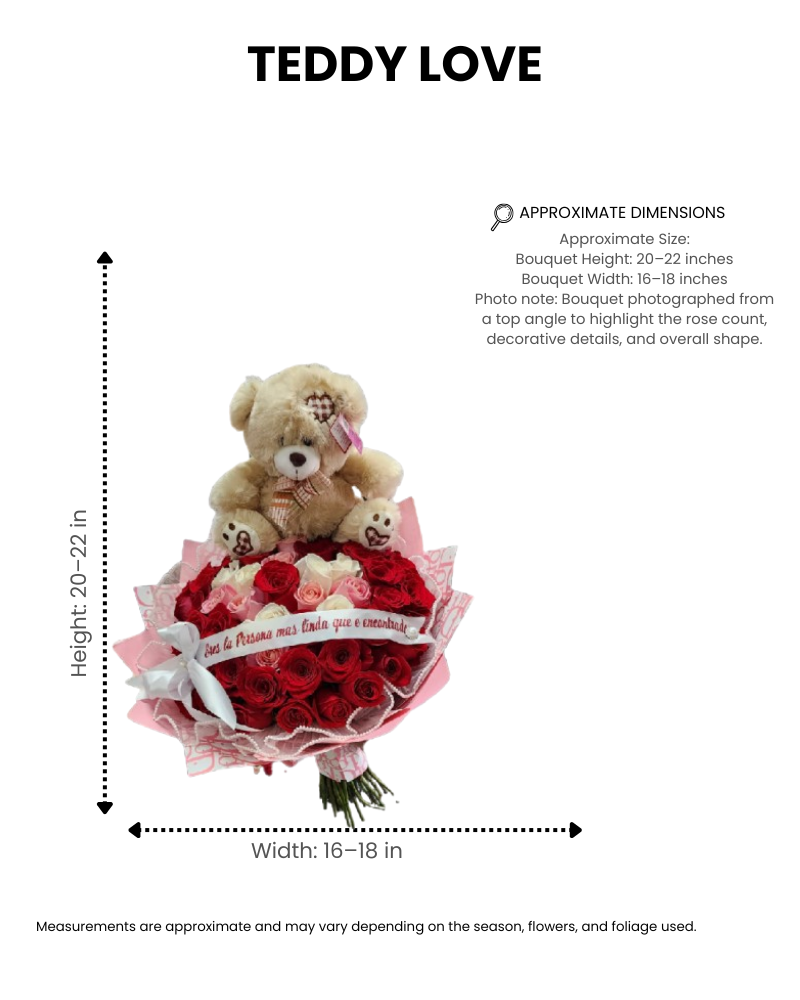 Rose Bouquet with Teddy Bear - Image 2